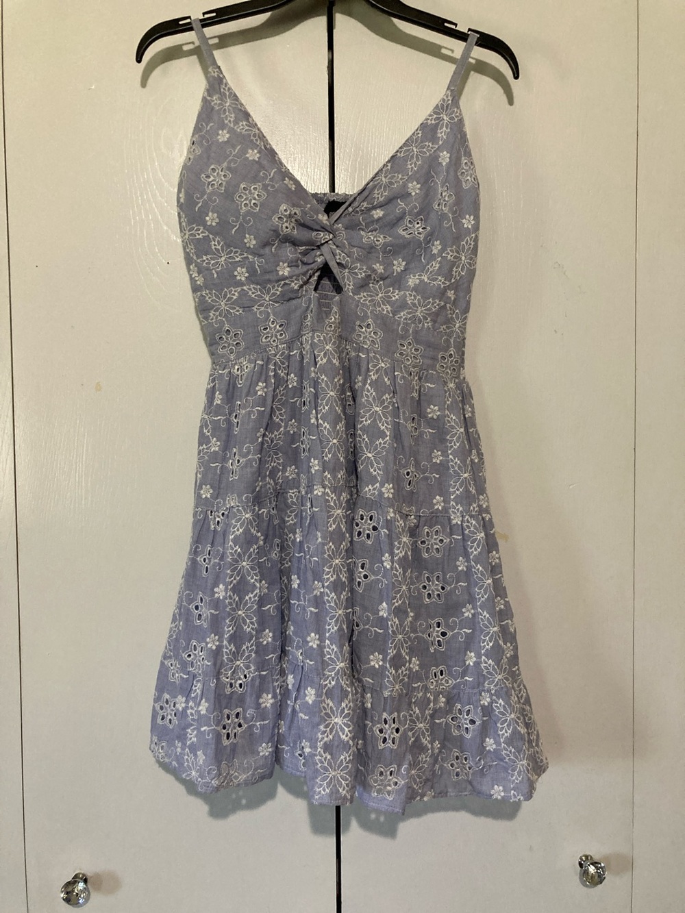 Angie Large All-over Eyelet Lace Mini Dress Feminine Beachy Coquette Coastal